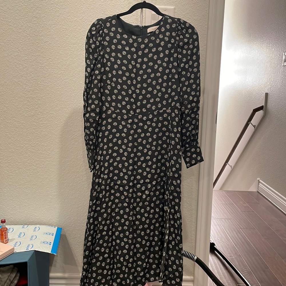 Green floral dress with slit